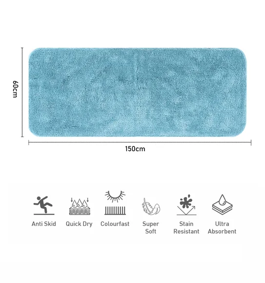 Foxton I Super Soft Anti Skid Bath Mat Aqua