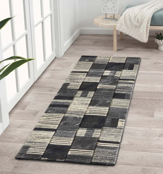 Bella Geometric Runner Grey and Cream