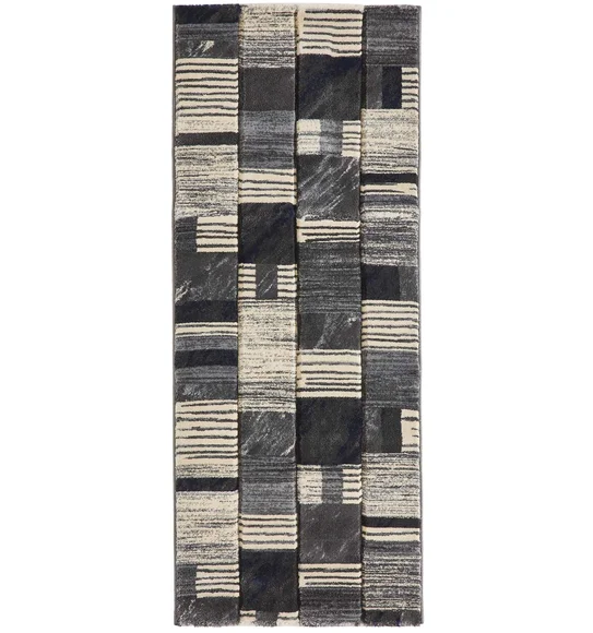 Bella Geometric Runner Grey and Cream