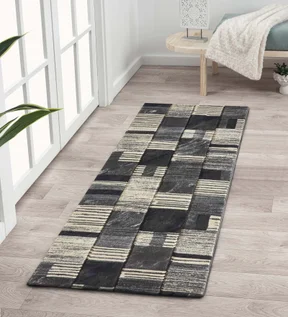 Bella Geometric Runner Grey and Cream