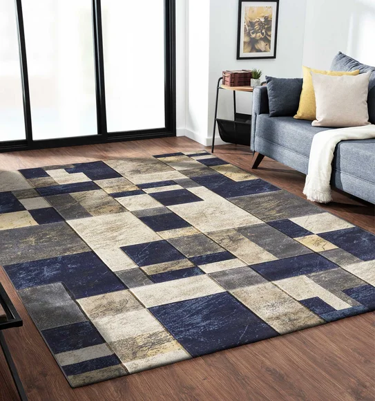 Bella Geometric Carpet Navy