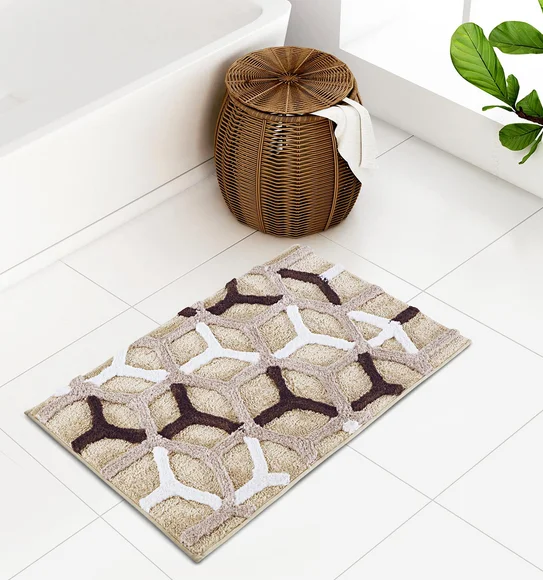Hermosa Quick Dry Anti skid Bath Mat L.Beige and D.Beige