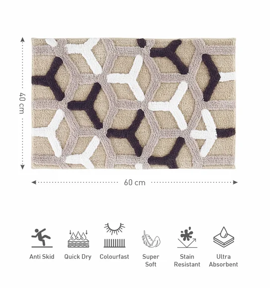 Hermosa Quick Dry Anti skid Bath Mat L.Beige and D.Beige
