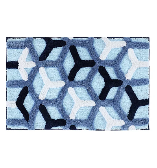 Hermosa Quick Dry Anti skid Bath Mat Cobalt and Black