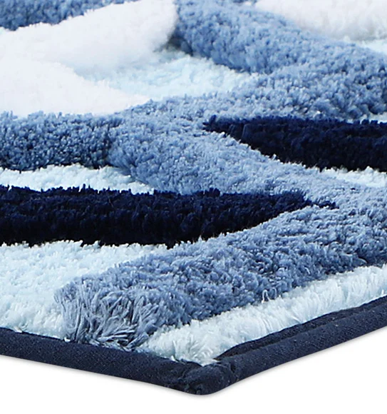 Hermosa Quick Dry Anti skid Bath Mat Cobalt and Black