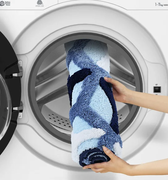 Hermosa Quick Dry Anti skid Bath Mat Cobalt and Black