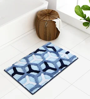Hermosa Quick Dry Anti skid Bath Mat Cobalt and Black