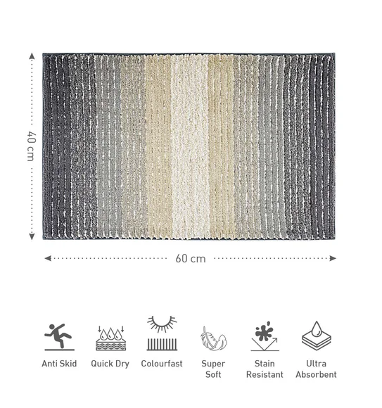 Hermosa Quick Dry Anti skid Bath Mat Grey
