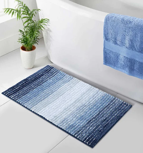 Hermosa Quick Dry Anti skid Bath Mat Blue