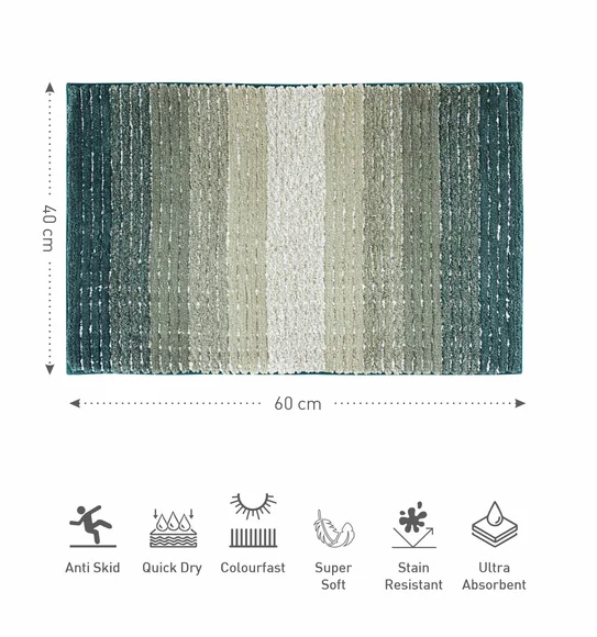 Hermosa Quick Dry Anti skid Bath Mat Green