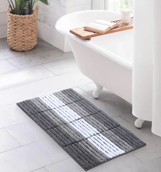 Hermosa Quick Dry Anti skid Bath Mat Charcoal