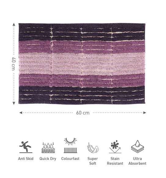 Hermosa Quick Dry Anti skid Bath Mat Plum and Purple