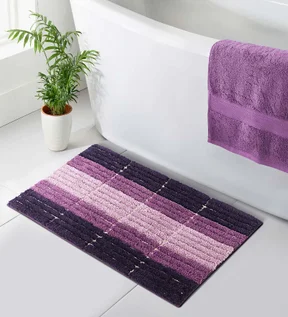 Hermosa Quick Dry Anti skid Bath Mat Plum and Purple
