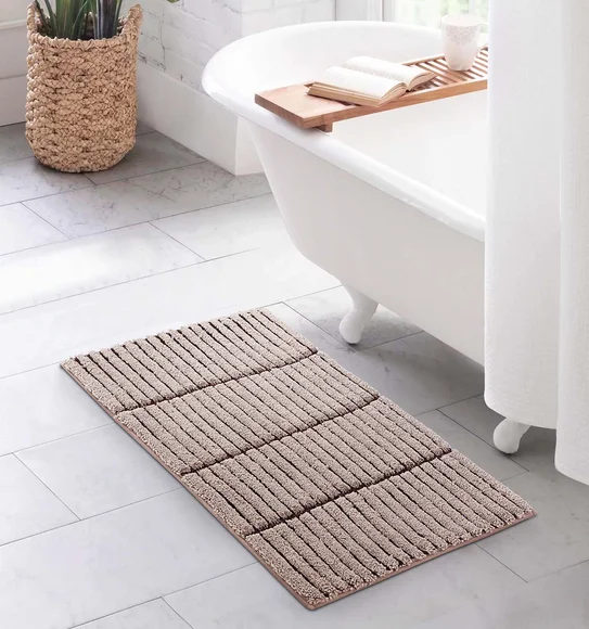 Hermosa Quick Dry Anti skid Bath Mat Brown