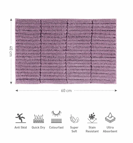 Hermosa Quick Dry Anti skid Bath Mat Plum