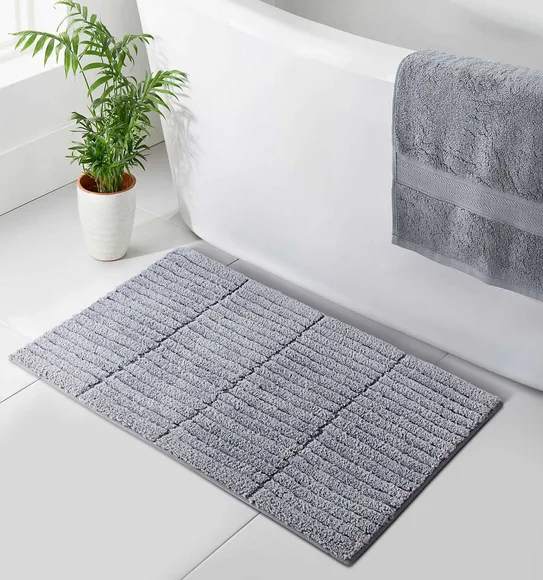 Hermosa Quick Dry Anti skid Bath Mat Silver