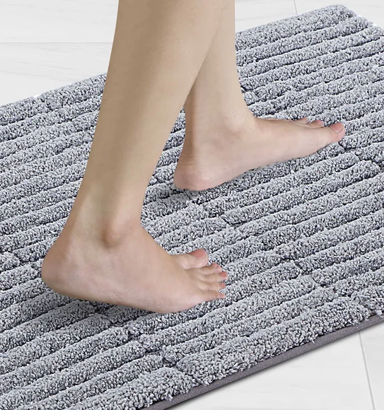 Hermosa Quick Dry Anti skid Bath Mat Silver