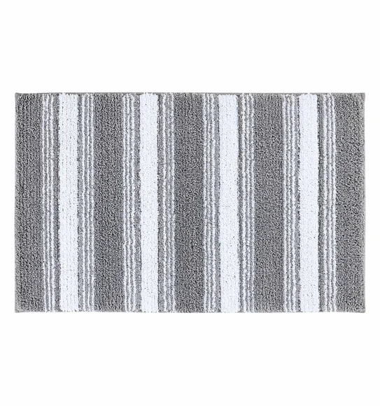 Hermosa Quick Dry Anti skid Bath Mat Silver and white