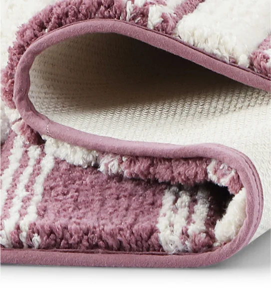 Hermosa Quick Dry Anti skid Bath Mat Plum and Cream