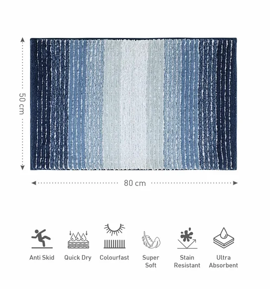 Hermosa Quick Dry Anti skid Bath Mat Blue