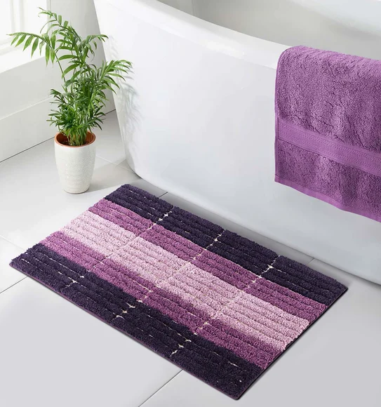 Hermosa Quick Dry Anti skid Bath Mat Plum and Purple
