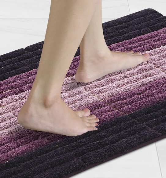 Hermosa Quick Dry Anti skid Bath Mat Plum and Purple