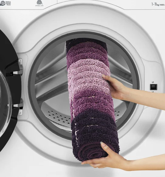 Hermosa Quick Dry Anti skid Bath Mat Plum and Purple