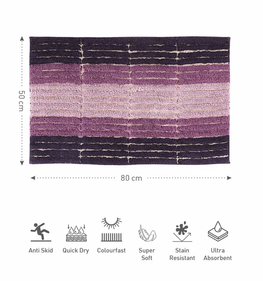 Hermosa Quick Dry Anti skid Bath Mat Plum and Purple