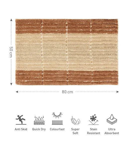 Hermosa Quick Dry Anti skid Bath Mat Gold