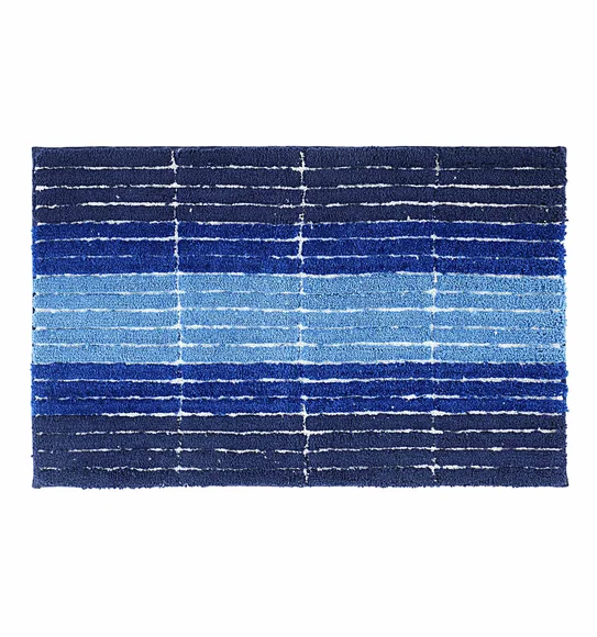 Hermosa Quick Dry Anti skid Bath Mat Blue and Navy