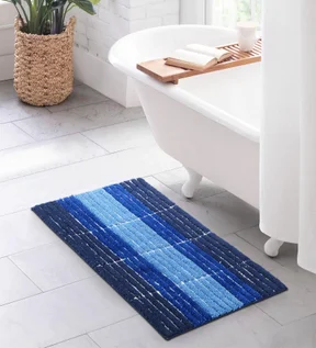 Hermosa Quick Dry Anti skid Bath Mat Blue and Navy