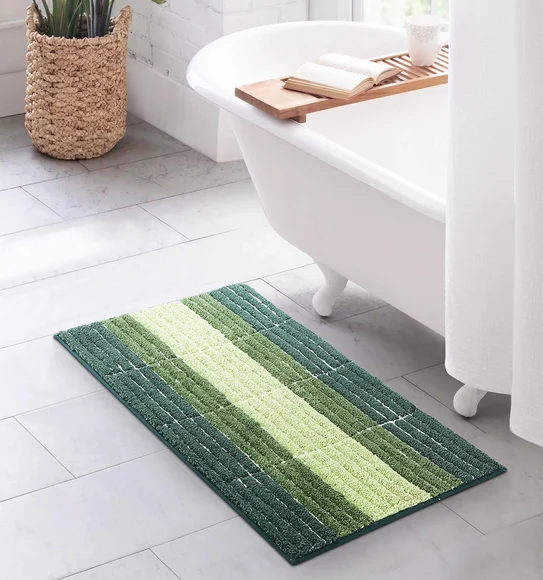 Hermosa Quick Dry Anti skid Bath Mat Green and Olive