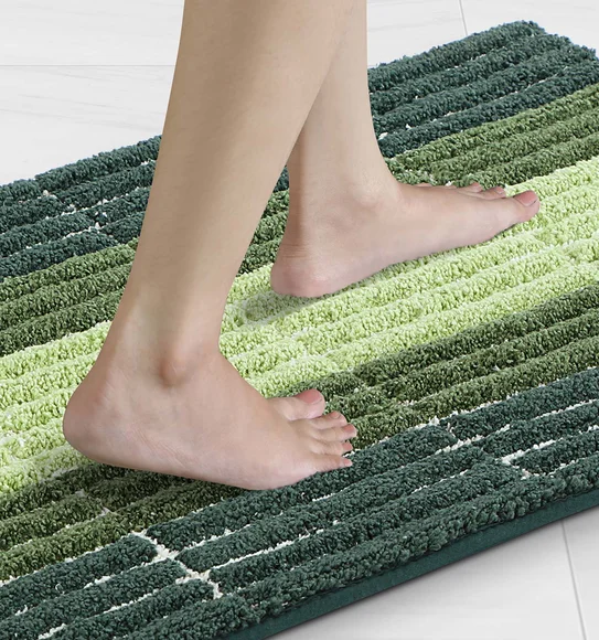 Hermosa Quick Dry Anti skid Bath Mat Green and Olive