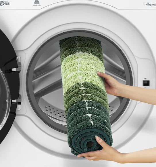 Hermosa Quick Dry Anti skid Bath Mat Green and Olive