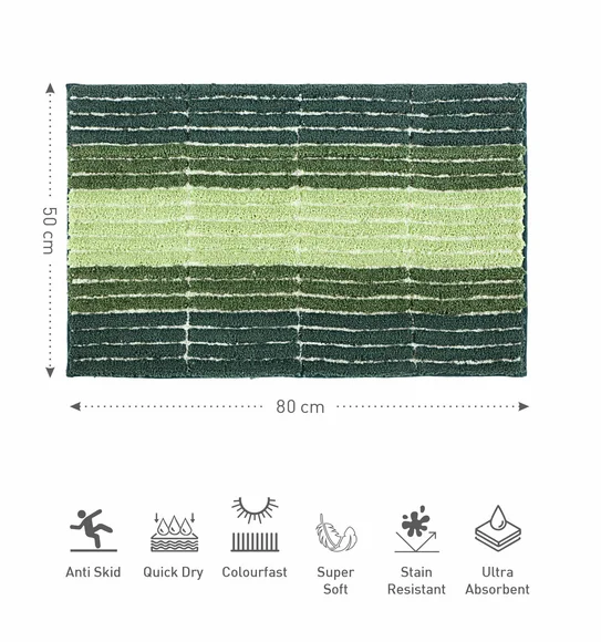 Hermosa Quick Dry Anti skid Bath Mat Green and Olive
