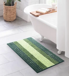 Hermosa Quick Dry Anti skid Bath Mat Green and Olive