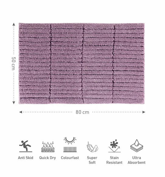 Hermosa Quick Dry Anti skid Bath Mat Plum