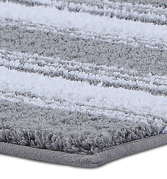Hermosa Quick Dry Anti skid Bath Mat Silver and white