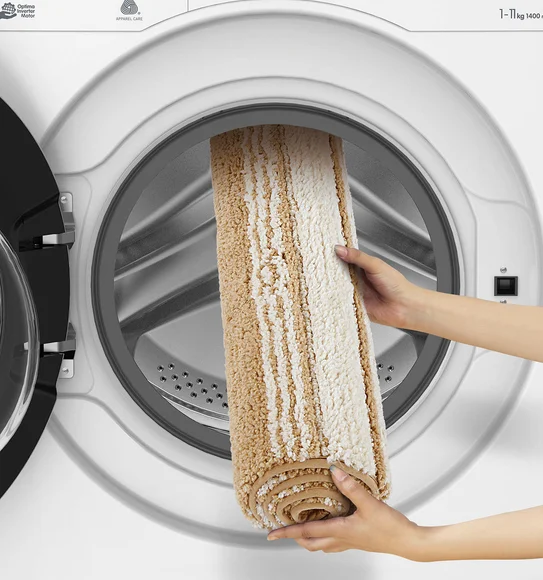 Hermosa Quick Dry Anti skid Bath Mat Beige and Cream