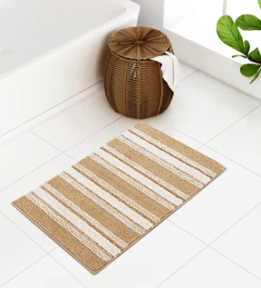 Hermosa Quick Dry Anti skid Bath Mat Beige and Cream