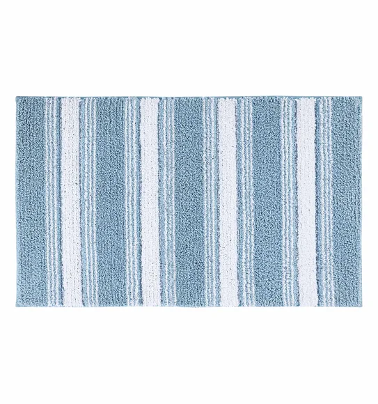 Hermosa Quick Dry Anti skid Bath Mat Aqua and White