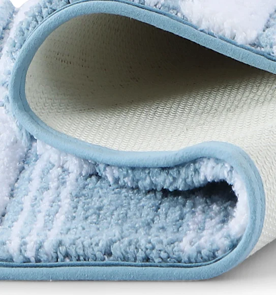 Hermosa Quick Dry Anti skid Bath Mat Aqua and White