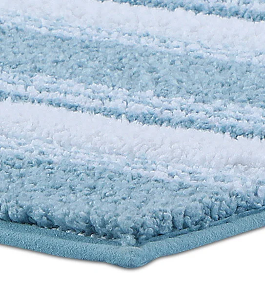 Hermosa Quick Dry Anti skid Bath Mat Aqua and White