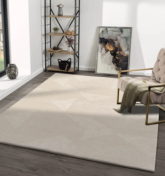 Moon Geometric Carpet Cream