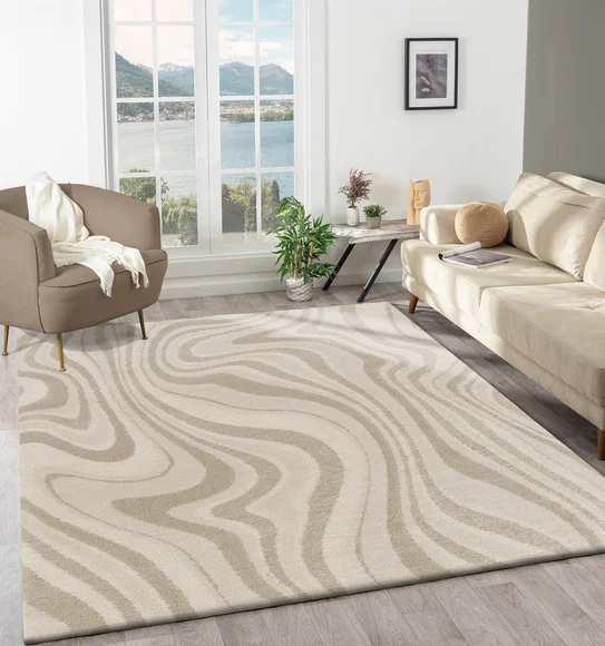 Moon Modern Abstract Carpet Cream Beige