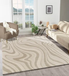 Moon Modern Abstract Carpet Cream Beige