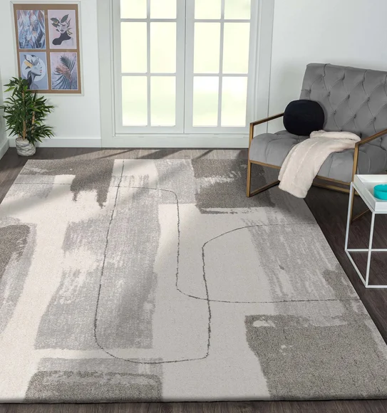 Dune Abstract Runner Grey and Cream