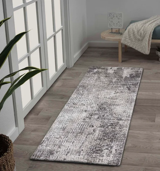 Norway Abstract Runner Charcoal and Cream