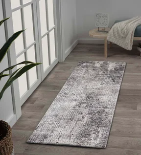 Norway Abstract Runner Charcoal and Cream