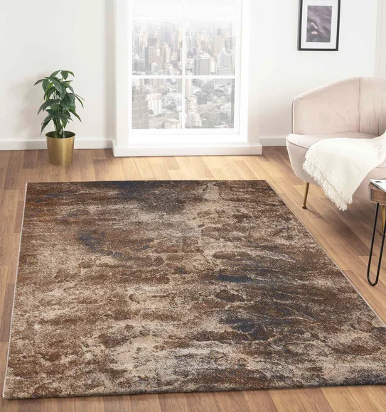 Omaxe Abstract Carpet Brown and L.Beige